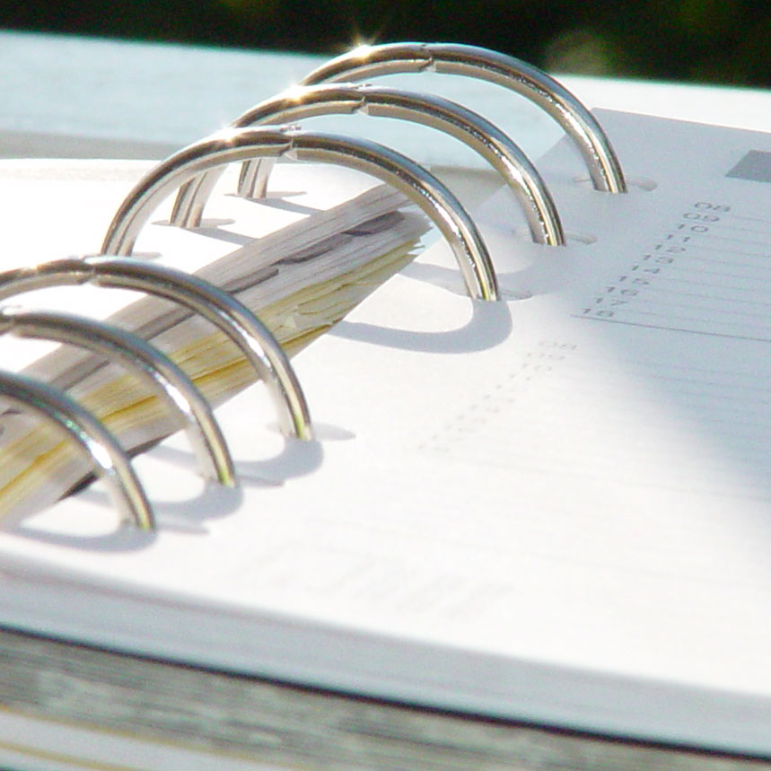 Image of Binder Rings in notebook.